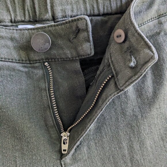 J.Jill Mid Rise Slim Cropped Stretch Jeans Women 8 Petite Khaki Green Raw Hem - Picture 7 of 11